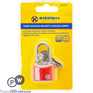 Marksman Long Shackle Iron Security Padlock 20mm