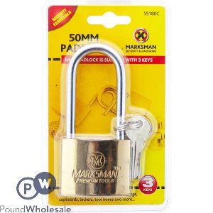 Marksman Long Beam Brass-coated Padlock 50mm