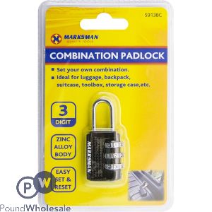 MARKSMAN 3-DIGIT COMBINATION ZINC ALLOY SLIM PADLOCK