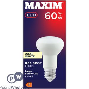 Maxim Led 9w=60w Cool White R63 Spot Pearl E27 Light Bulb