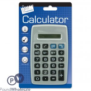 Just Stationery Black & Silver Pocket Calculator