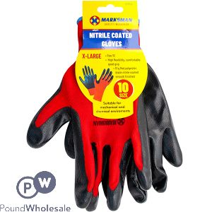 Marksman Nitrile-Coated Red Polyester Work Gloves Xl