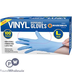 Marksman Blue Vinyl Gloves Large 100pc