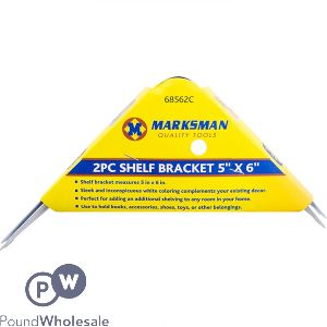 Marksman Shelf Bracket 5" X 6" White 2pc