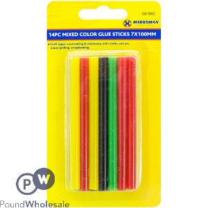 Marksman Mixed Colour Hot Melt Glue Sticks 7 X 100mm 14pc