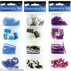 Just Stationery Mixed Clips & Pins Stationery Set 104pc Assorted