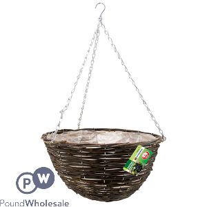 Marksman Rattan Garden Hanging Basket 14"