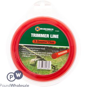 Marksman Round Red Trimmer Line 3mm X 15m