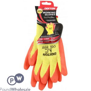 Dekton Orange/Cream Latex Working Gloves Size 9 Large