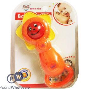 Baby Rattle With Flower Head And Smiley Face Design