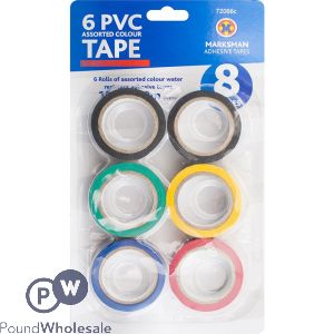 Marksman PVC Insulation Tape Assorted Colours 6 Pack