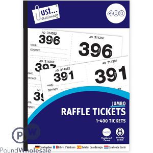 Just Stationery Jumbo Numbered 1-400 Raffle Tickets