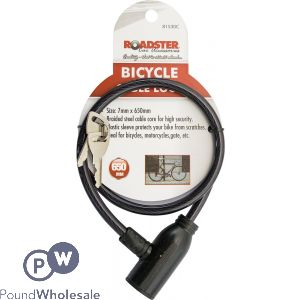 Roadster Bicycle Cable Lock With 2 Keys 7mm X 650mm