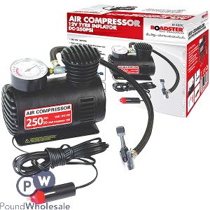 Roadster 12v Tyre Inflator Dc-250psi Air Compressor