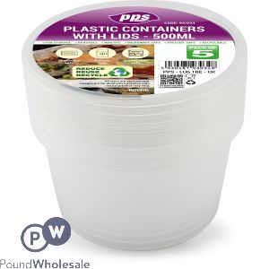 Clear Plastic Round Food Containers With Lid 550ml 5 Pack