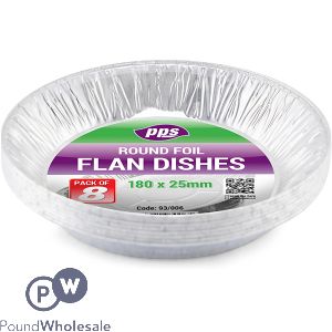 Round Foil Flan Dishes 18cm X 2.5cm 8 Pack