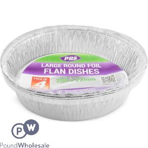 Large Round Foil Flan Dishes 20cm X 2.2cm 4 Pack