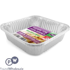 Square Foil Oven Dishes 20.5cm X 20.5cm X 5cm 3 Pack