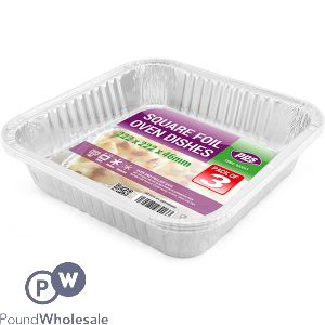 Square Foil Oven Dishes 22.2cm X 22.2cm X 4.6cm 3 Pack