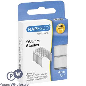 Rapesco 26/6mm Galvanised Staples 2000 Pack