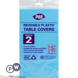 Light Blue Plastic Party Table Covers 54" X 54" 2 Pack