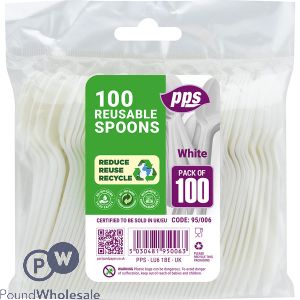 Party Solutions Plastic White Cutlery Spoons 100 Pack