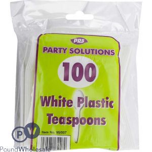 Plastic Cutlery Teaspoons White 100 Pack