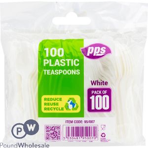 Plastic Cutlery Teaspoons White 100 Pack