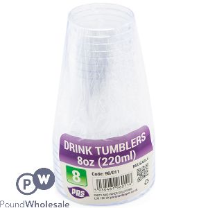 Clear Plastic Drink Tumblers 220ml 8 Pack