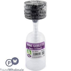 Clear Plastic Wine Goblets 170ml 5 Pack