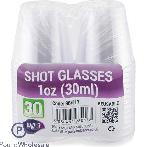 Clear Plastic Shot Glasses 30ml 30 Pack