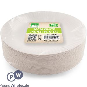 White Paper Plates 16cm 100 Pack