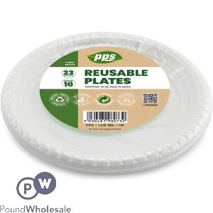 White Plastic Reusable Plates 23cm 10 Pack