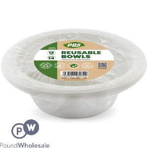 White Plastic Reusable Bowls 12oz 14 Pack