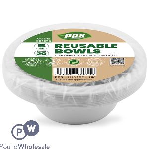 White Plastic Reusable Bowls 5oz 20 Pack