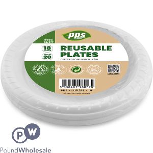 White Plastic Reusable Plates 18cm 20 Pack