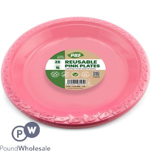 Pink Plastic Reusable Plates 26cm 5 Pack