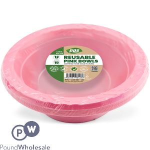 Pink Plastic Reusable Bowls 12oz 10 Pack