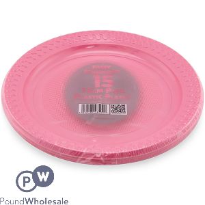 Pink Plastic Plates 18cm 15 Pack