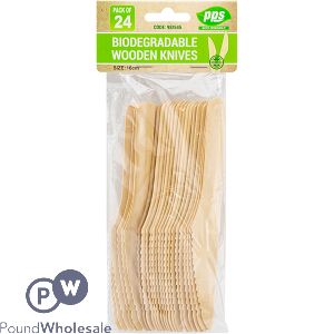 Biodegradable Wooden Knives 24 Pack