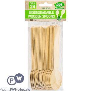 Biodegradable Wooden Spoons 24 Pack