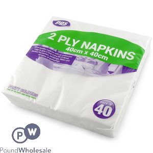 White 2-Ply Paper Napkins 40cm 40 Pack