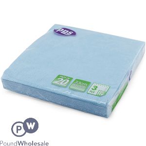 Light Blue 3 Ply Paper Napkins 33cm 20 Pack