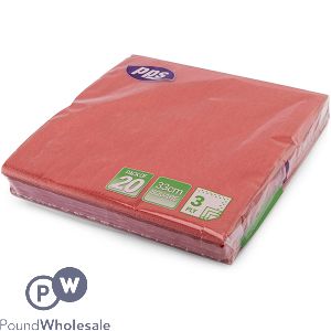 Red 3 Ply Paper Napkins 33cm 20 Pack