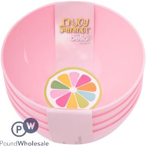 Bello Pink Plastic Bowls 500ml 4 Pack
