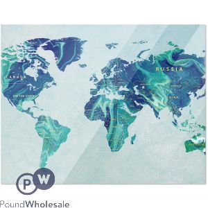 World Map Tempered Glass Worktop Saver 45cm X 35cm