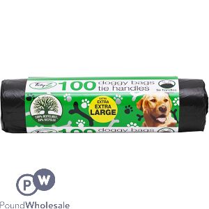 Tidyz 100 Extra Large Tie Handle Doggy Bags 30cm X 36cm