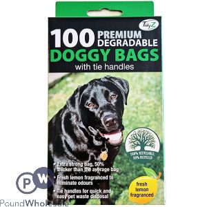 Tidyz Premium Degradable Lemon Fragranced Tie Handle Doggy Bags 100 Pack