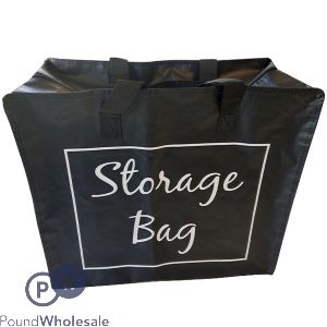 Black Woven Zip Storage Bag 45cm X 39cm X 20cm