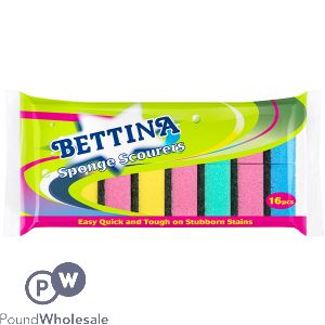 Bettina Multicoloured Sponge Scourers 16 Pack